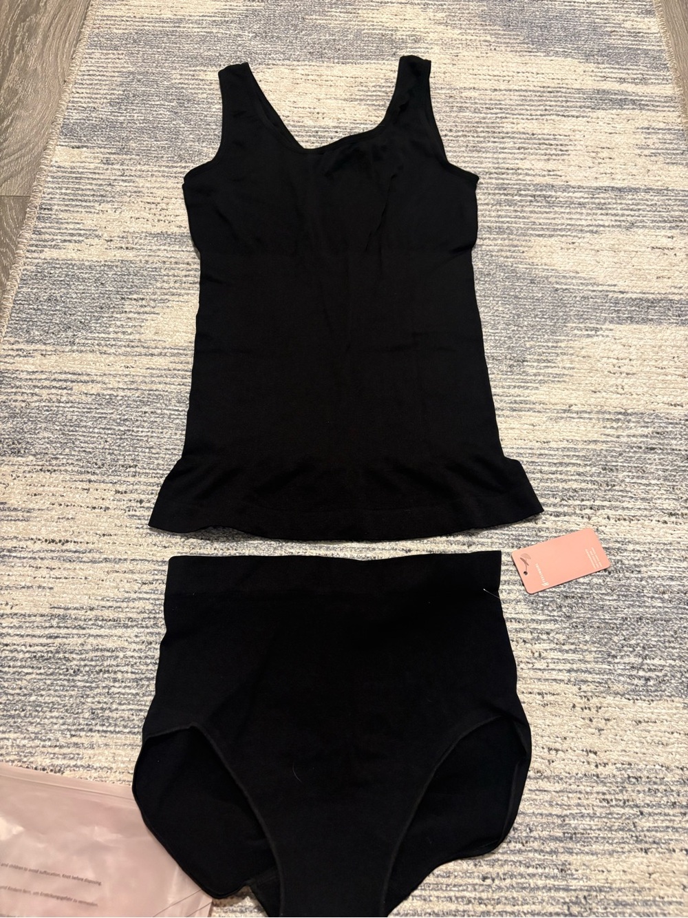 Seamless Black Tank Top & High-Waist Brief Set - Women Intimates